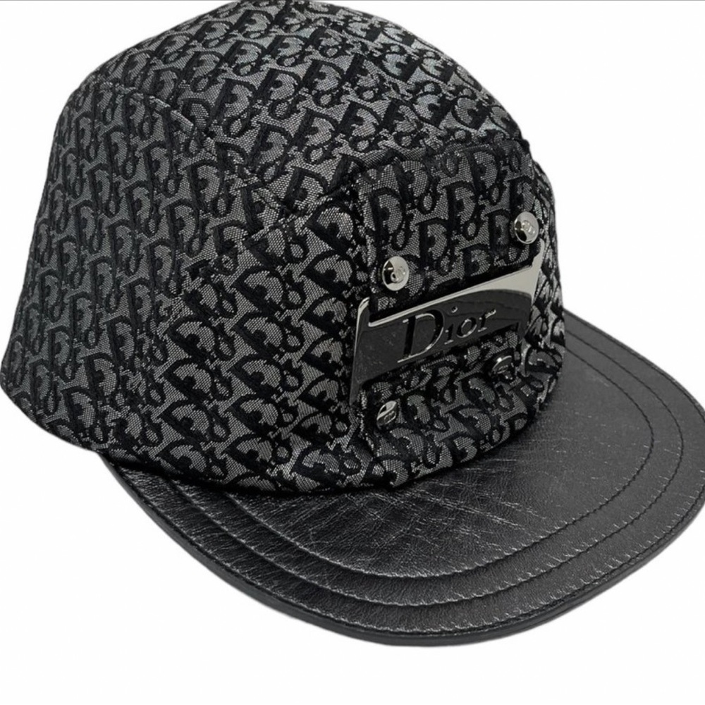 Christian Dior Vintage Trotter Monogram Cap #57 Silver Glitter Polyester[102026]